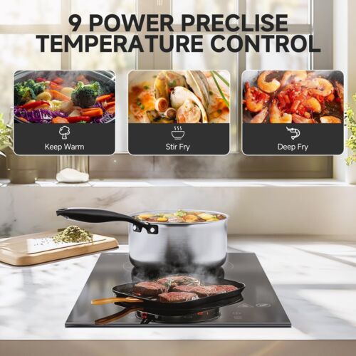 AMZCHEF Induction Cooktop 2 Burners, 12 Inch Bulit-in & Countertop Induction - Picture 2 of 8