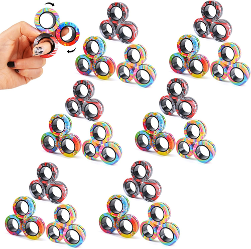 9Pcs Magnetic Rings Fidget Toy Set, ADHD Anxiety Magnetic Fidget Toys Adults Fid - Picture 8 of 25
