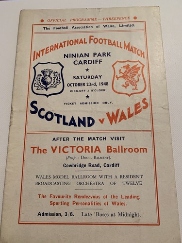 23/10/1948. Wales. v. Schottland. @. Cardiff City