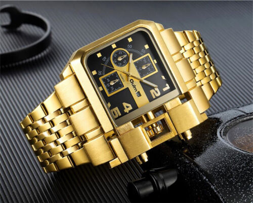 OULM Men's Sport Watches Big Face Leather/Steel Strap Quartz Military Wristwatch - Picture 4 of 19