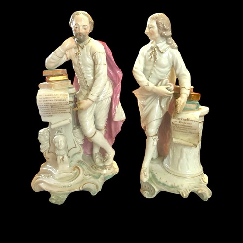 Par de figuras de porcelana Derby del siglo XVIII de Wm Shakespeare y John Milton c. 1780 - Imagen 2 de 19
