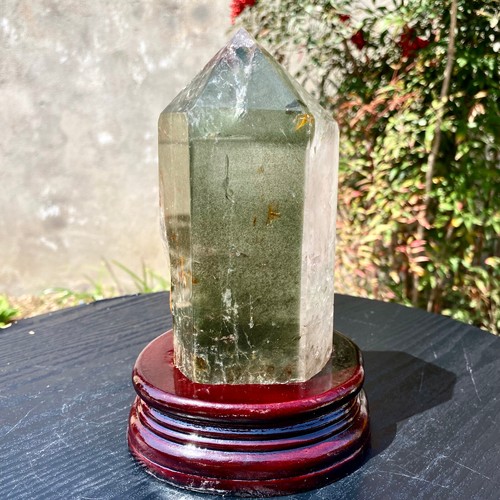 3.6LB Natural Garden Green Red Ghost Phantom Quartz Crystal Point Tower Obelisk - Picture 4 of 24
