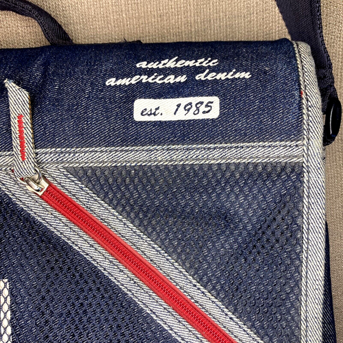 Back to School Tommy Hilfiger Blue Denim Book bag T Logo Tote Organizer - Picture 3 of 15