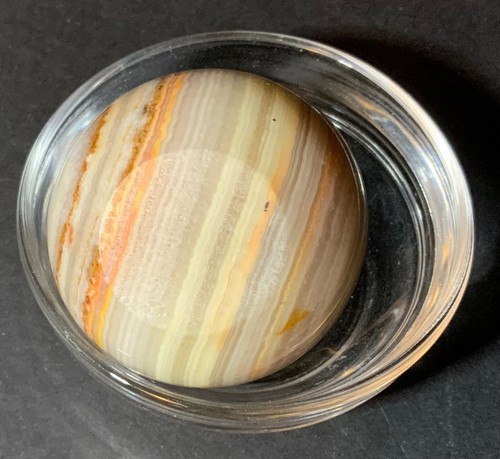 Polished Stone Rock Paperweight Ball Flat Bottom 2” Striated Onyx Marble 7 oz - Picture 6 of 6