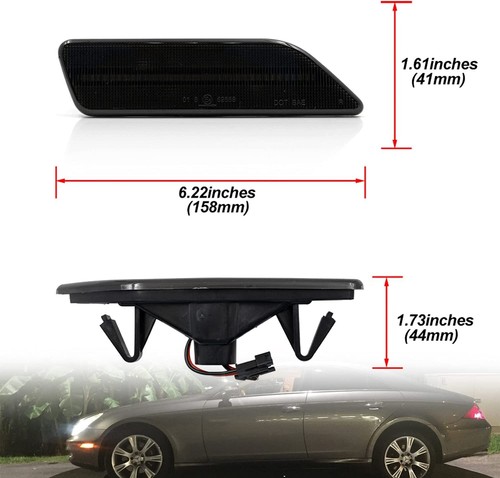 Smoked LED Bumper Side Marker Lights For 06-11 Mercedes Benz CLS-Class W219 C219 - Picture 2 of 7