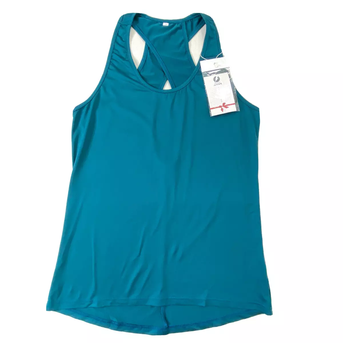 ICTIVE Racerback Workout Tank Top Womens size Small Open Back Teal