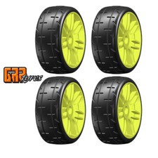 GRP GTY01-S2 1:8 GT T01 REVO S2 XSoft Belted Tire w/ Spoked Yellow Wheel 4 