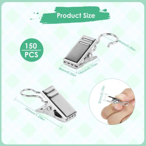 150Pcs Stainless Steel Curtain Clips with Hooks for Curtain Photos Home Decor - Picture 3 of 8