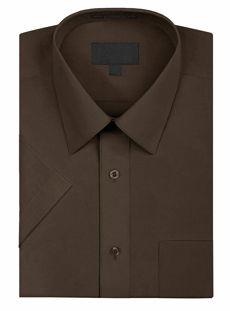 brown dress shirt near me Steven Land Mens Brown 100% Cotton French Cuff Spread Collar Dress Shi –  The Suit Depot main image 0