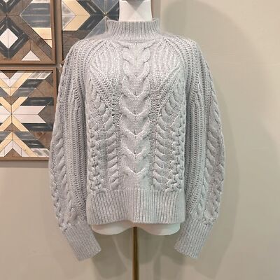 Banana Republic Cashmere Cable-Knit Sweater Heather Grey Small
