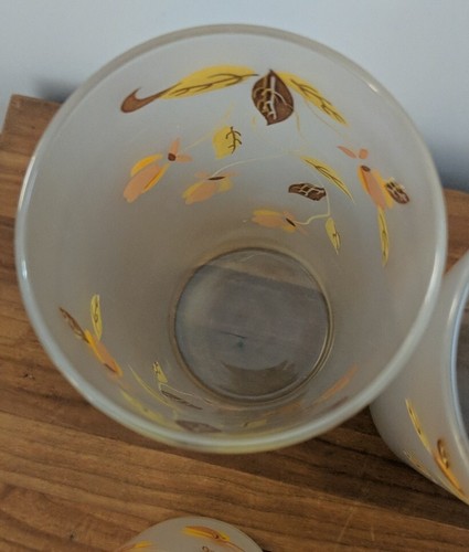 Set of 4 Libbey's Satin Glass Tumblers 12 Oz Jewel Tea Autumn Leaf 5 1/2" Vtg - Picture 11 of 15