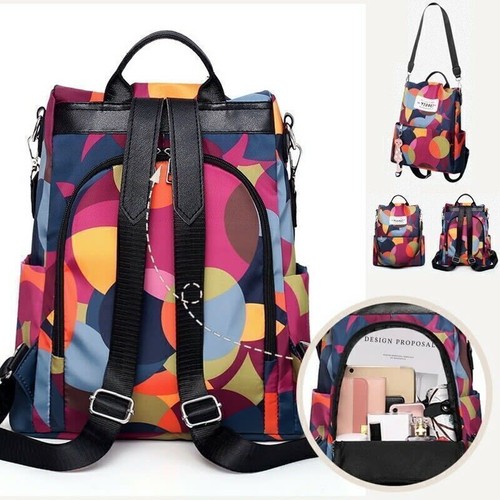 Womens Ladies Waterproof Anti-Theft Backpack Rucksack Travel School Shoulder Bag - Picture 4 of 7