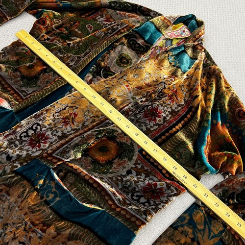 Johnny Was Velvet Blazer Cardigan XS Burnout Rayon Silk Kimono Floral Boho Gypsy - Picture 10 of 11