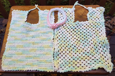 2 Vintage Handmade Crochet/ Knitted Infant Toddler Bib  Headband/ Pastel Colors