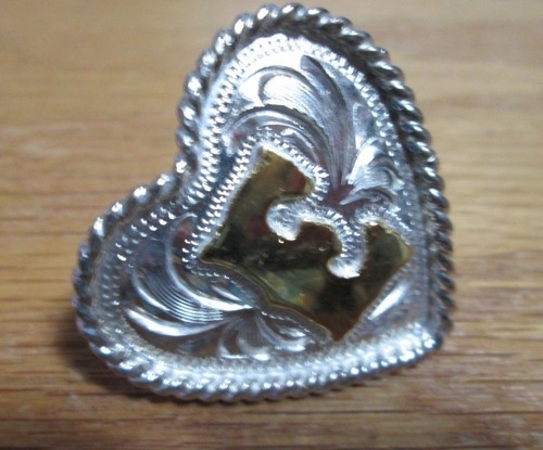 Heart Horn Cap Silver Plated 1 1/4" w/ 3/4" wood screw  w/figure OR Letter in JB - Picture 11 of 26