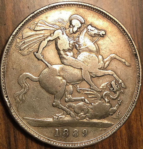 1889 UK GB GREAT BRITAIN SILVER CROWN COIN