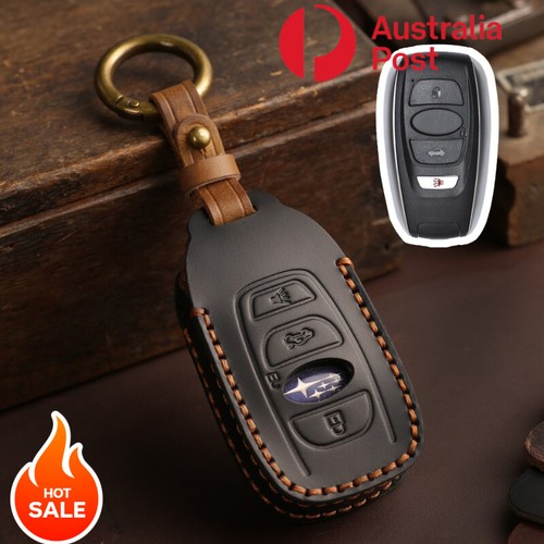 4Button Black Leather Car Key Fob Cover Case For Subaru Legacy Brz Wrx Levorg XV