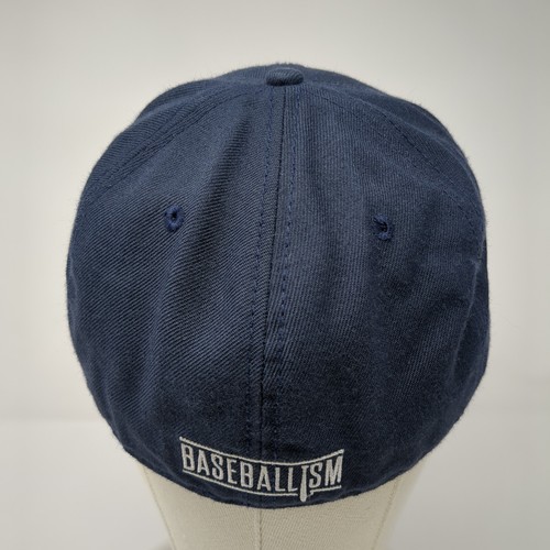 Baseballism Logo Fitted Hat Blue 7 1/2 Embroidered Solid Vent Holes - Picture 5 of 8