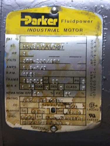 PARKER HYDRAULIC PUMP BALDOR 2HP PLP14P15B10 - Picture 3 of 7