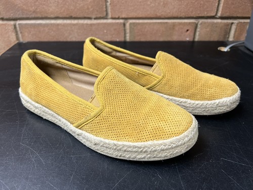 Clarks Women’s Shoes Azella Soft Cushion Yellow Suede Mesh Sneaker Size 7.5 M - Picture 1 of 12