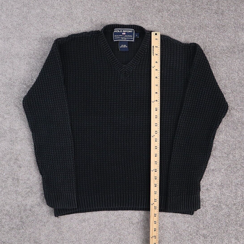 Vintage Ralph Lauren Polo Sport Large Blue Knit Long Sleeve V Neck Sweater - Picture 3 of 8