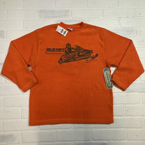 Old Navy Y2K Youth Boys Size 10 Orange Fleece Center Logo 90s Soft NWT