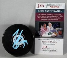 COLE SILLINGER SIGNED COLUMBUS BLUE JACKETS PUCK NHL STAR AUTOGRAPHED +JSA COA