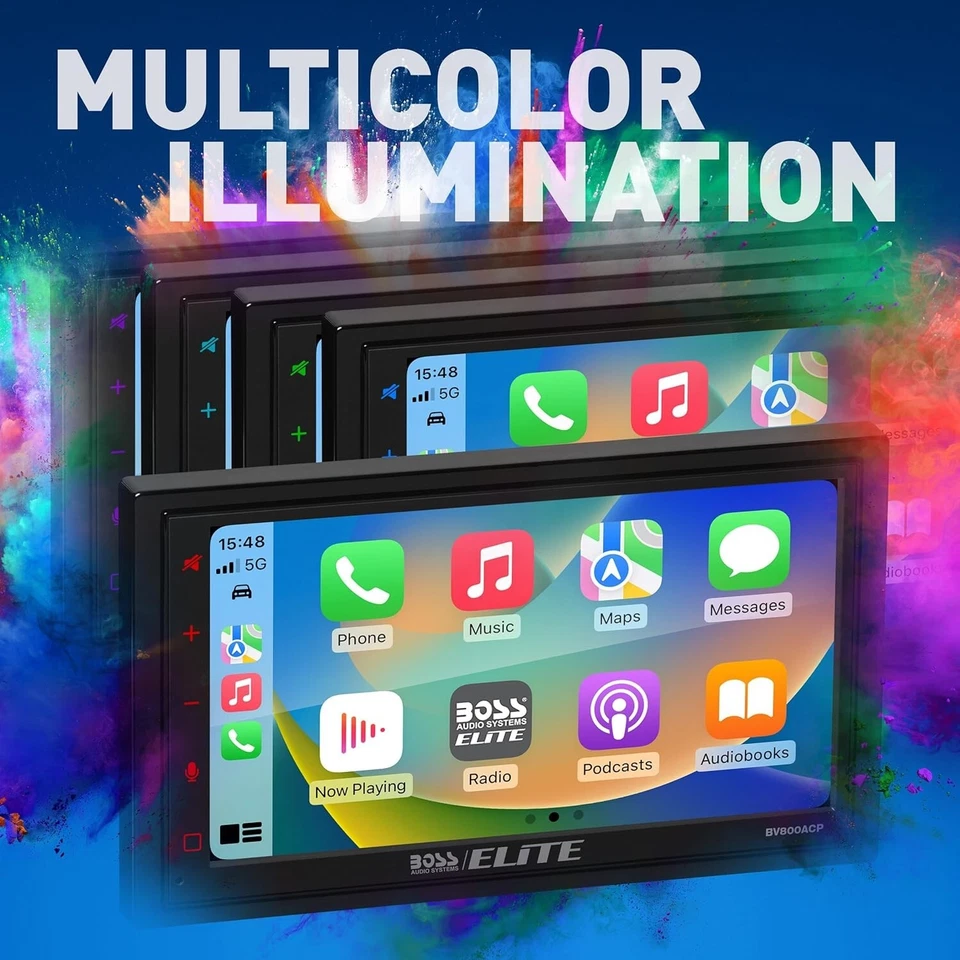 Boss 6.75" Touchscreen Double Din Car Stereo Receiver Apple CarPlay Android Auto - Image 2 of 4