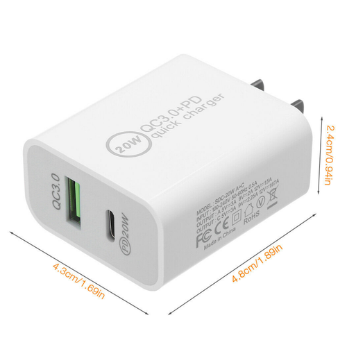 For iPhone 16 15 14 12 11 XR 20W Fast Charge Block USB Type C Wall Power Adapter - Picture 3 of 12