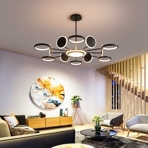 Kitchen Lamp Large Chandelier Lighting Bar LED Pendant Light Black Ceiling Light - Picture 9 of 12