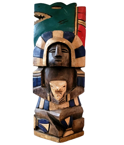 Tiki Totem Pole Carved Wood Kanaloa Sculpture Statue Tiki Bar Luau Polynesian - Picture 2 of 9