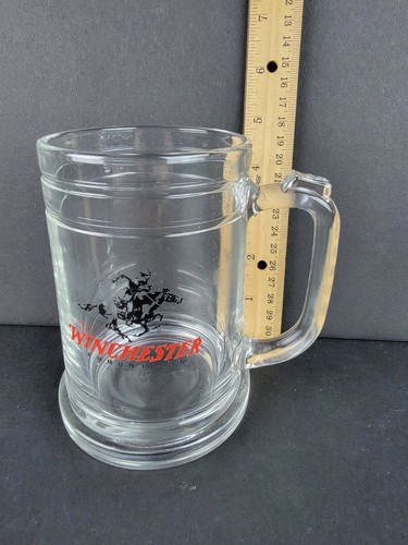 Jinete de municiones Winchester 14 oz. Pistola de cerveza de vidrio gráfico de colección - Imagen 9 de 10