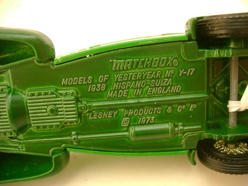 MATCHBOX MODELS OF YESTERYEAR 1:48 SCALE Y-17 GREEN 1938 HISPANO SUIZA NEW IN BO - Picture 4 of 4