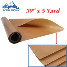 39" x 5Yard PTFE Fabric Sheet Roll 5Mil Thickness PTFE Coated Heat Press Cover