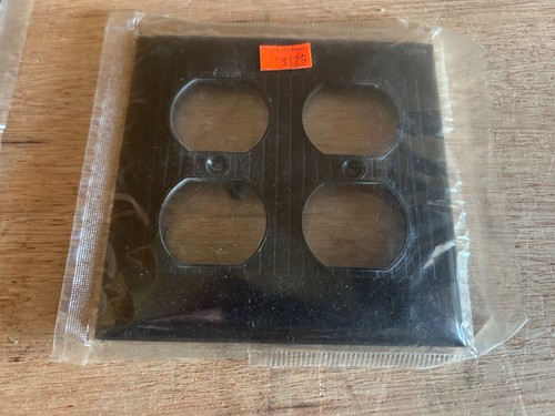 Sierra Double Duplex Cover Wall Plate Brown Ribbed Lot 9 Vtg Plastic Bakelite - Picture 12 of 24