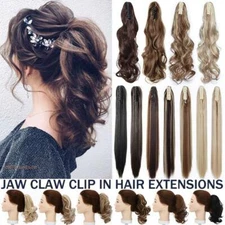 Mega Thick Real Claw Ponytail Clip In Hair Extensions Fake Pony Tail As Human US
