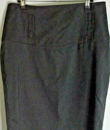 Portmans Size 12 Striped Pencil Skirt with grey & black pin stripes & back vent - Picture 4 of 12