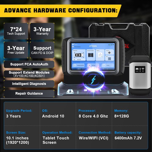XTOOL IP919 Car Topology Full Diagnostic Scanner Tool ECU Coding FCA AutoAuth - Foto 16 di 18