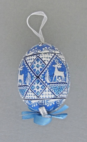 Pysanka Ei Ornament, erhabenes Wachs, glitzernd, hergestellt auf leerer Henne Schale, Design RW0039 - Bild 2 von 4