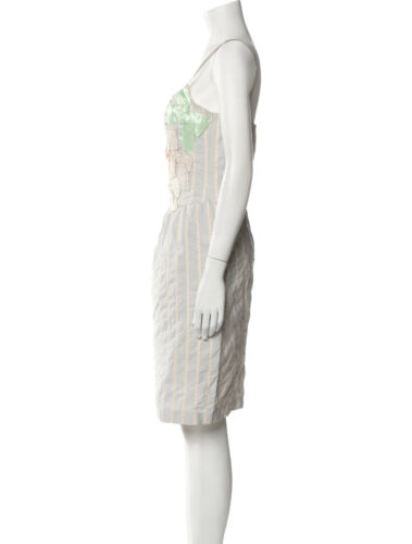 MOSCHINO VINTAGE KLEID GESTREIFT SCHLEIFEN GENÄHT USA 8 NEUTRAL PASTELL SEIDE VINTAGE - Bild 7 von 20
