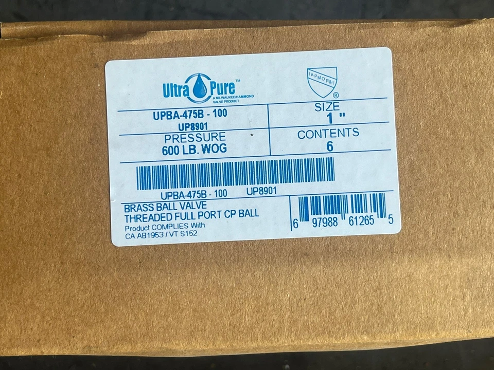 (Box Of 6) 1” FNPT Full-Port, Lead-Free, Brass Ball Valves, 600 WOG, 150 WSP - Image 2 of 4