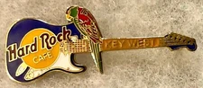 HARD ROCK CAFE KEY WEST DARK BLUE STRATOCASTER GUITAR WITH PARROT PIN # 3858