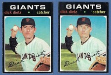 2 VINTAGE 1971 TOPPS BASEBALL SERIES 5 HIGH # CARD #545 DICK DIETZ GIANTS EX-NM