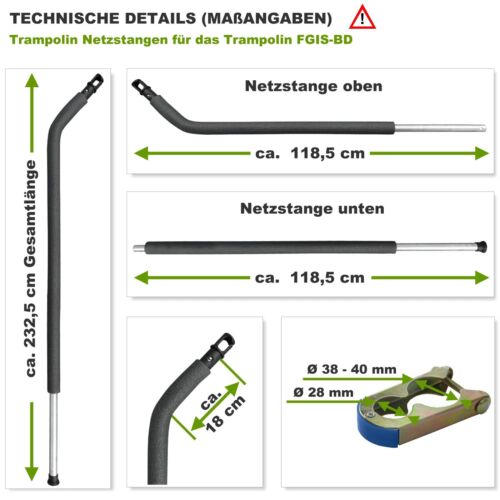 Netzstangen für Trampolin Stangen Ersatz Ersatzteile Netzstange FGIS-BD - Bild 8 von 14