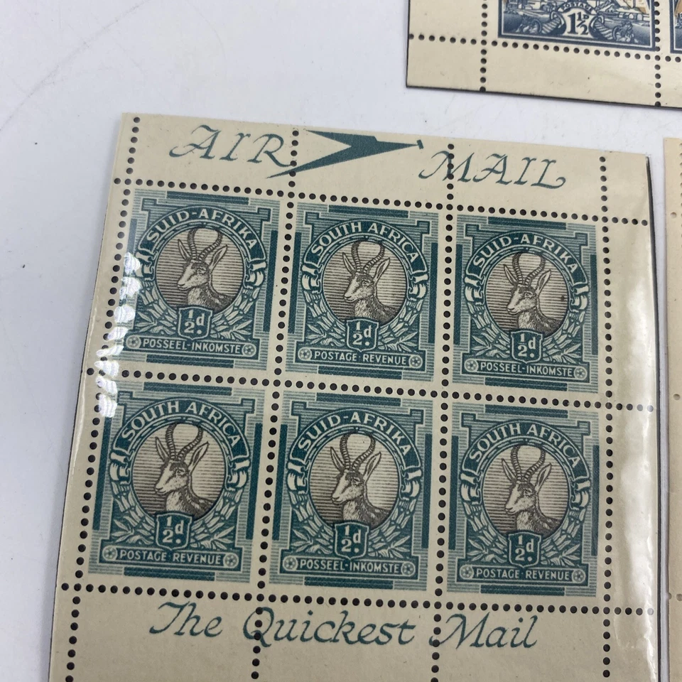 SELLOS DE CORREO AÉREO DE SUDAFRICA - Impresionantes bloques de 3 placas de 6 cada uno (1940’s-50’s) como nuevos Foto 3 de 4