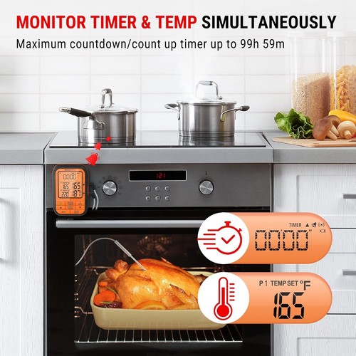 Robustes kabelloses Fleischthermometer mit eigenständigem Sender und LCD-Display - Bild 8 von 11