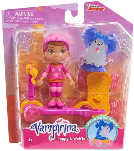 Just Play Vampirina Toy Poppy & Wolfie With Skateboard New - 第 3/3 張圖片