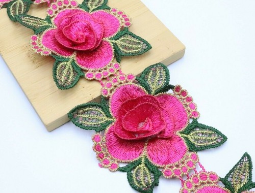 3D Vintage Flower Lace Trim For Embellishment and Decore 1 Yard Daisy colours - Picture 28 of 47