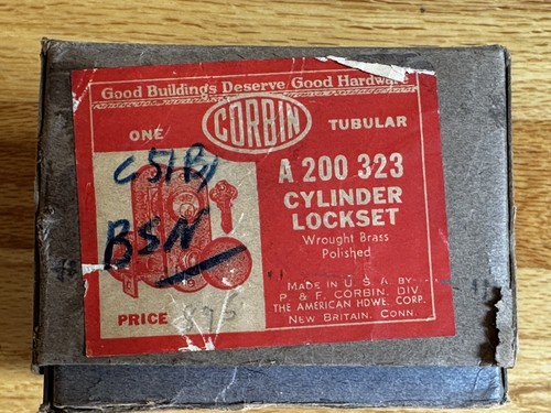 CORBIN (A 200 323) Front ENTRY LOCK with CYLINDER & KEY, COMPLETE SET! Brass - Picture 14 of 18