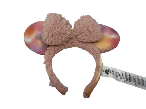 Disney Parks Sherpa Pink Orange Yellow Tie Dye Minnie Mouse Ears Headband 2022 - Picture 2 of 5